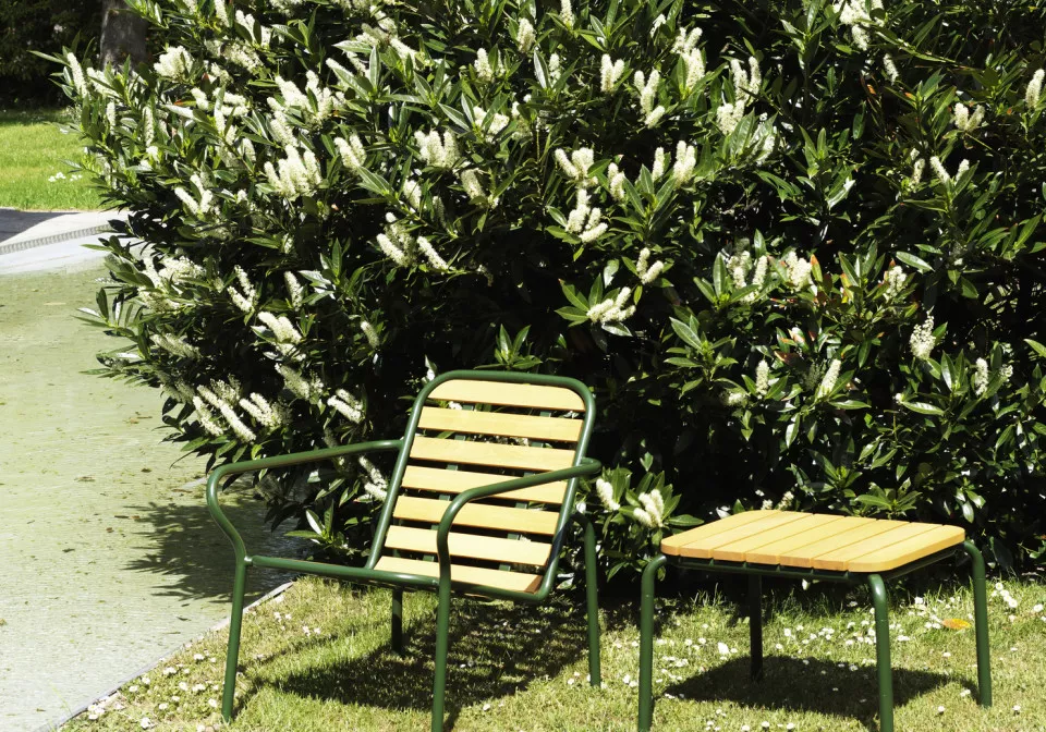 2023 Vig Lounge Chair Wood Dark Green Vig Table 55x45 Dark Green