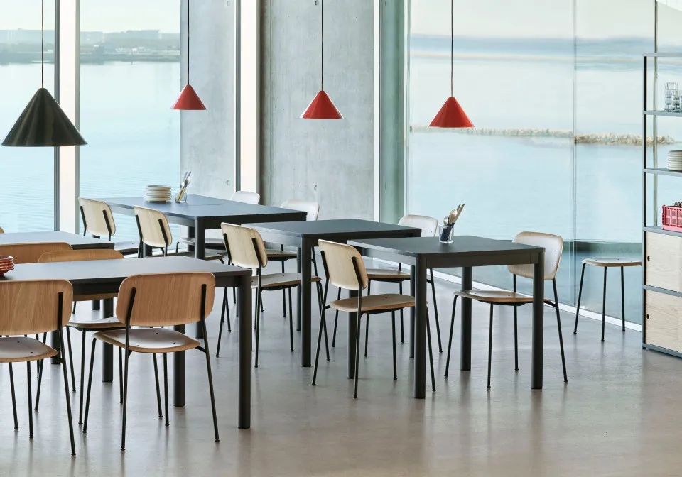 Annex Table Flush charcoal alu frame dark grey linoleum tabletop Compass Pendant collection New Order Combination 503 charcoal Soft Edge 40 wb lacquer oak (1)