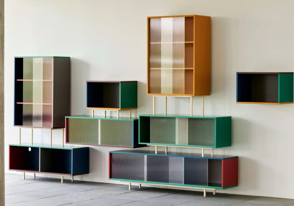 Colour Cabinet Floor S M L multi M dark mint with glass doors Tall yellow multi with glass doors Colour Cabinet Wall S M multi 1