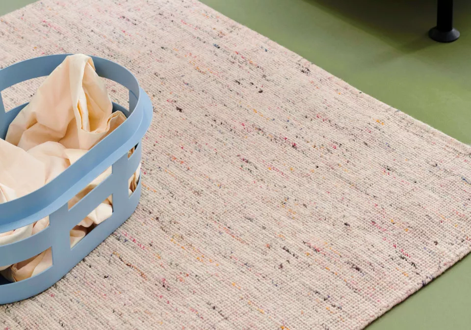 Crayon Rug multi Laundry Basket S Recycled soft blue