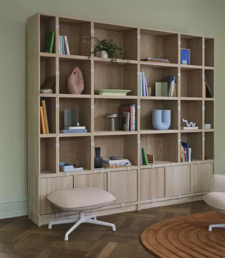 stacked bookcase 1 oak doze lounge chair low back ottoman swivel hearth 7 grey relevo burnt orange post brown green muuto org 150 1