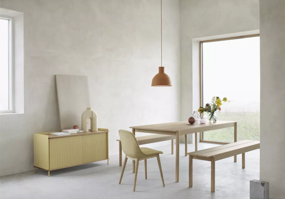 Linear wood series oak fiber side chair oak canvas 414 enfold sideboard low oak sand unfold 2 Muuto org 150 2