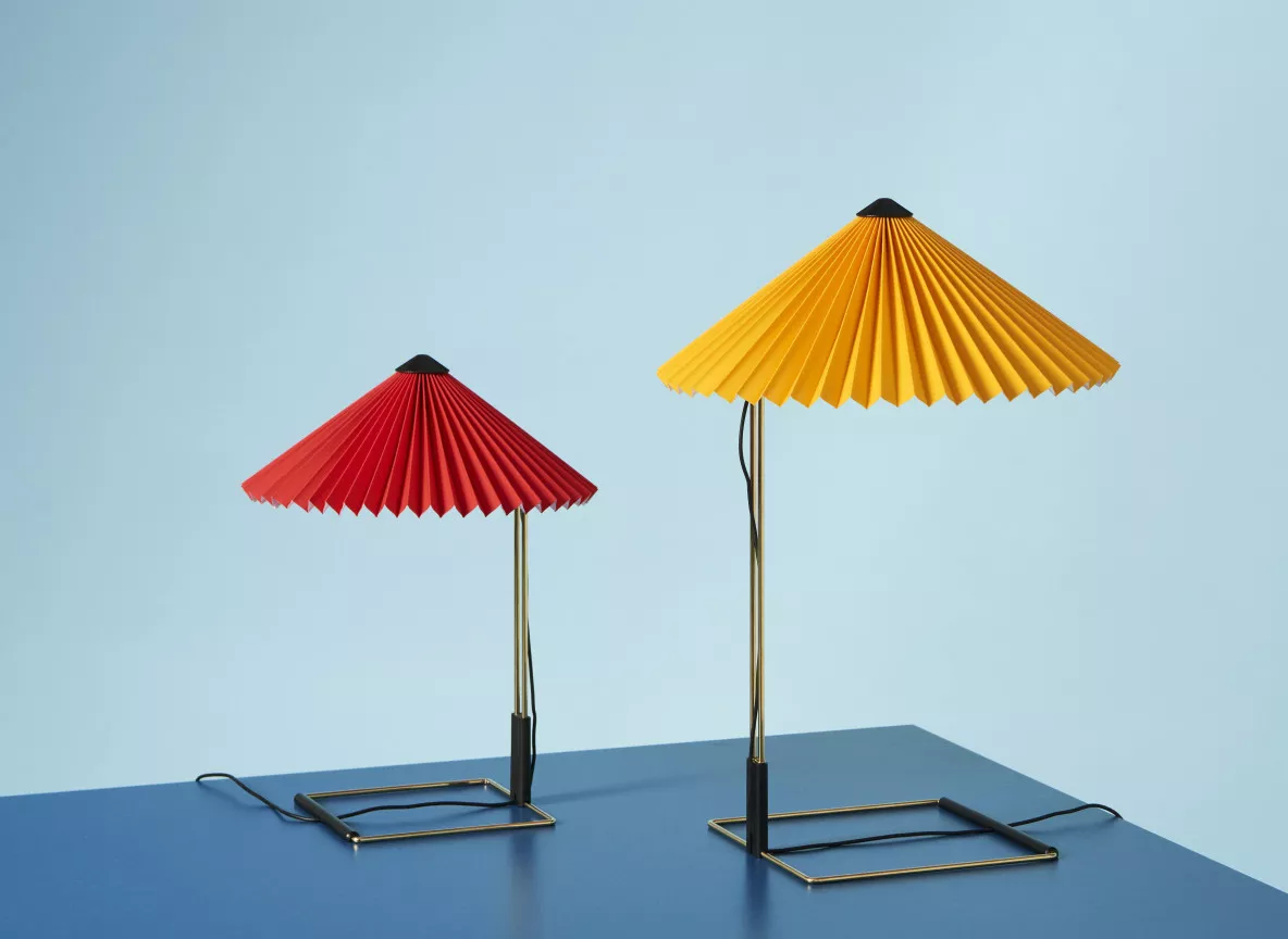Matin Table Lamp 300 bright red shade Matin Table Lamp 380 yellow shade 1