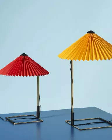 Matin Table Lamp 300 bright red shade Matin Table Lamp 380 yellow shade 1