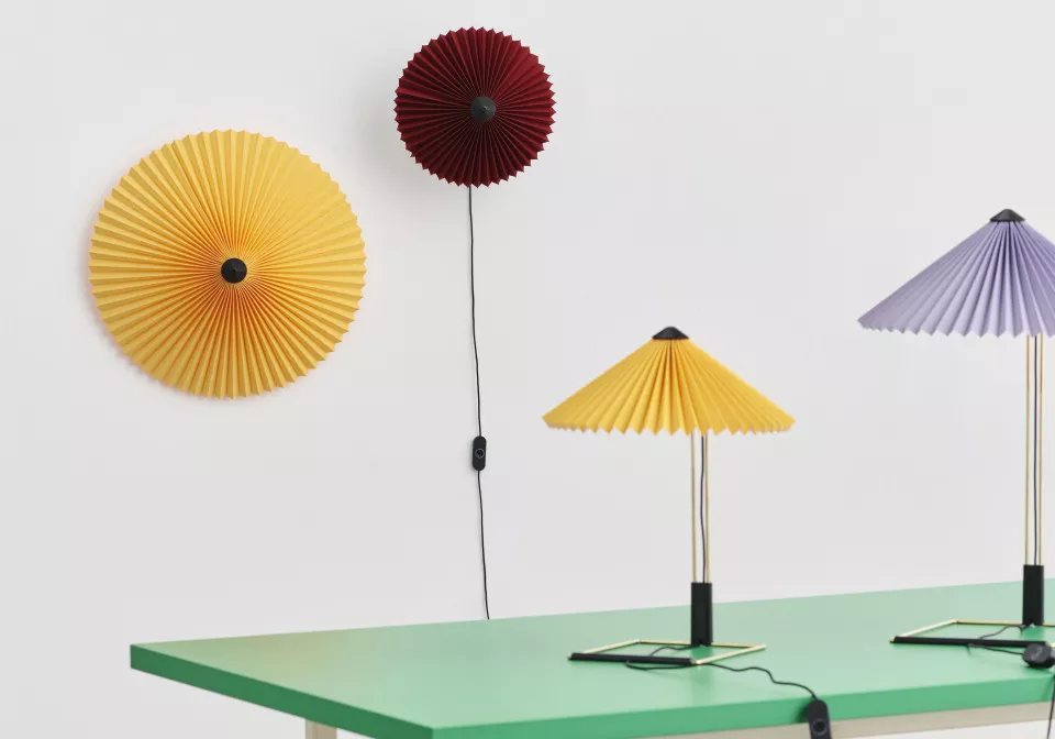 Matin Table Lamp 300 yellow Matin Wall 300 bright red Matin Flush Mount 500 yellow min