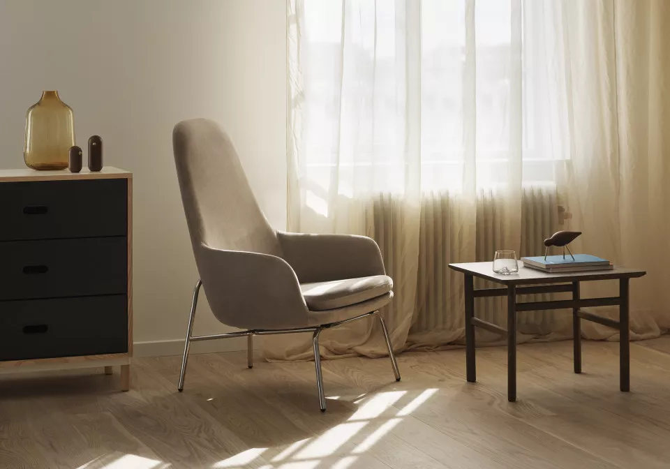 Normann Copenhagen Era Lounge Chair High Steel City Velvet 1