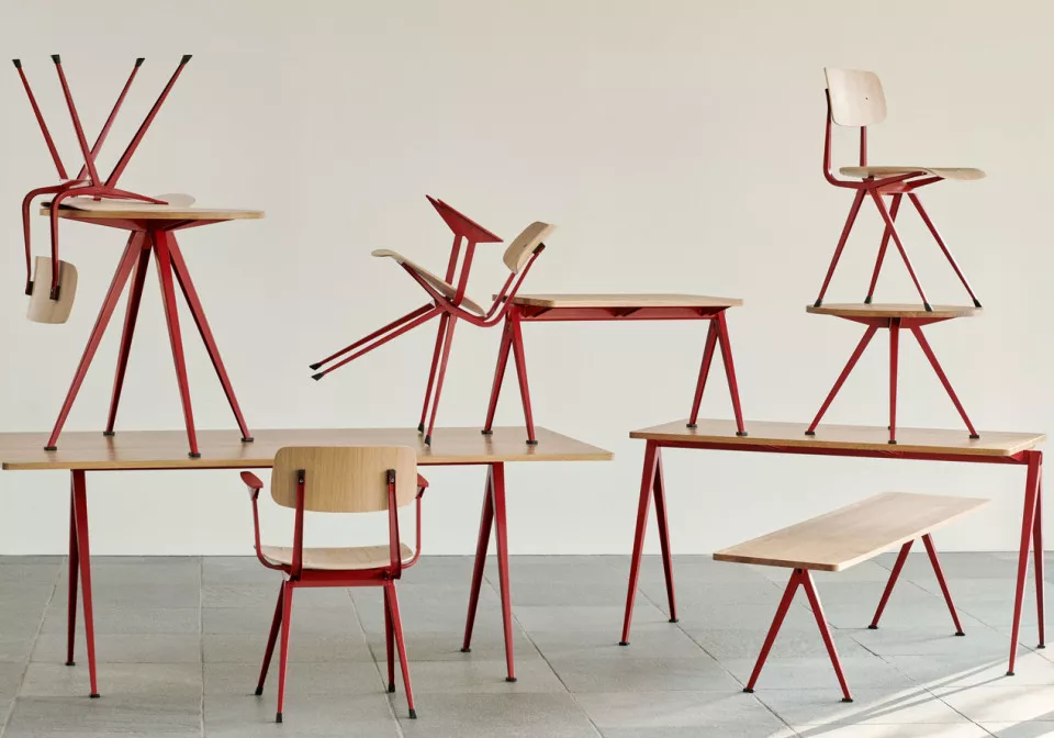 Pyramid Table Collection Result Armchair and Chair tomato red