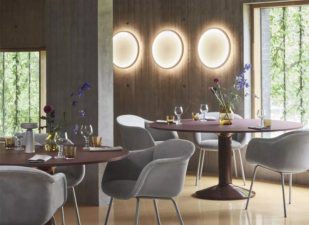 calm wall lamp 50 midst dark red fiber soft armchair allure leather mist grey grey tube raise silent ease muuto org 150