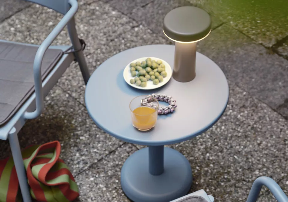 linear steel lounge armchair pale blue seat pad dark grey coffee table 42 h47 pale blue ease taupe muuto org 150