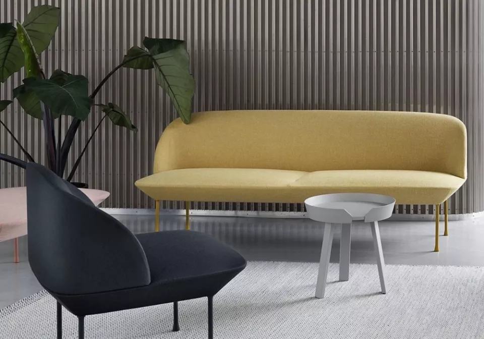 oslo p design armchair in varnished metal with seat upholstered in fabric matched with around coffee table 1 827c3f3a 9b4d 496e ae59 7df0adfe3567 2000x v2